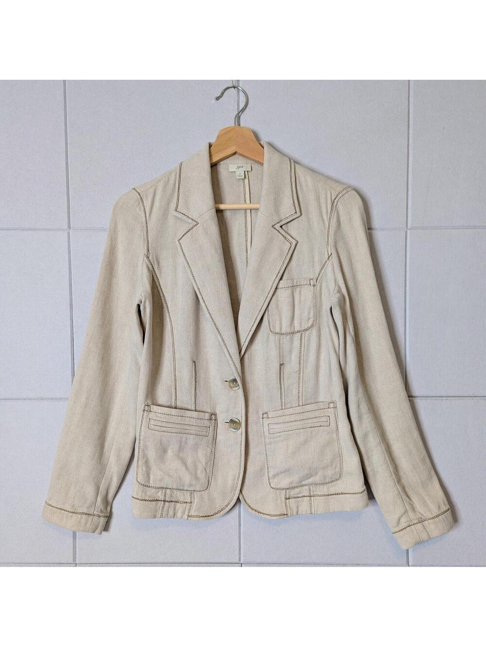 Vintage J. Jill linen & cotton herringbone soft blazer jacket